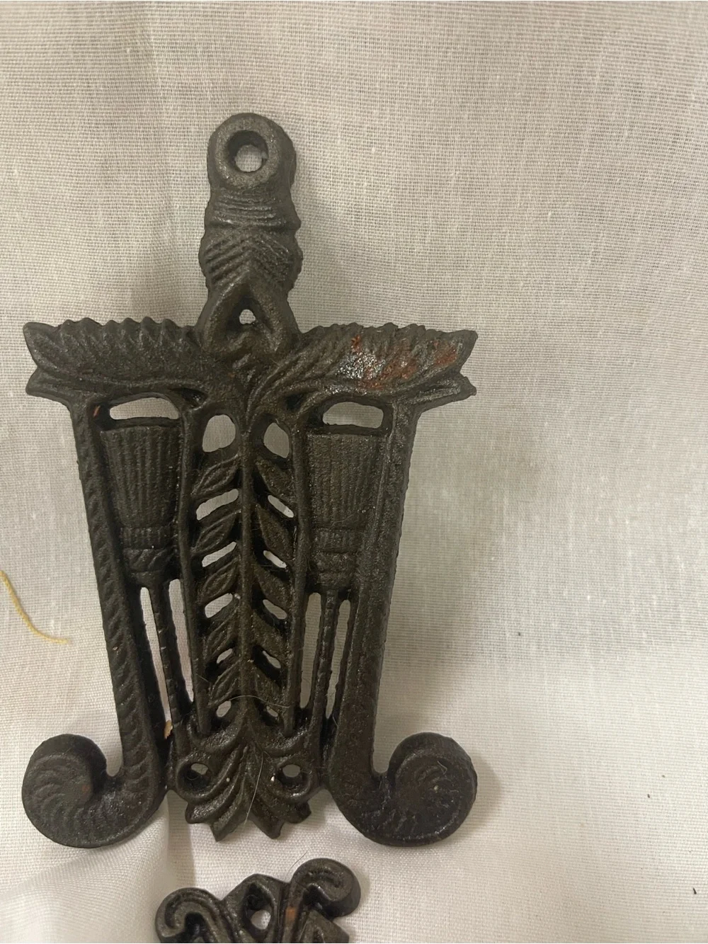 Vintage Wilton Mini Black Ornate Cast Iron Footed Wall Decor Set of 4